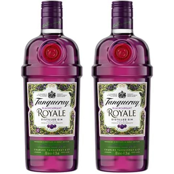 Tanqueray Blackcurrant Royale Gin | Leckeres Johannisbeer-Aroma | Empfohlen für Gin Tonic & Cocktails | 41,3% vol | 700ml Einzelflasche | (Iepakojumā ar 2)