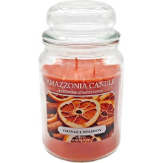 Amazzonia Candle Apelsīnu kanēlis 530g Dabiska aromātiska svece Sojas vaska aromātiska svece videi, dekoratīva balta svece, stikla dvieļi, stikla dvieļi