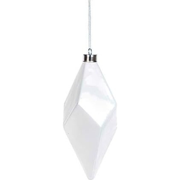 EUROCINSA 28335 Ornaments Anhänger Diamant Glas weiß glänzend 10 Øx22 cm 6 Stück, Einheitsgröße