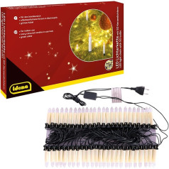 Idena 31839 - LED Lichterkette mit 50 Kerzenlichtern, elfenbeinfarbene Kerzen mit Befestigungs-Klemmen, ca. 26 m lang, Deko für Innen, Weihnachtsdeko und Beleuchtung für den Weihnachtsbaum