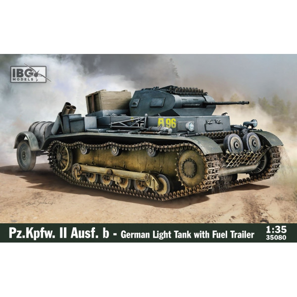 Plastmasas modelis pz.kpfw. ii ausf. b vācu vieglā cisterna ar degvielas piekabi