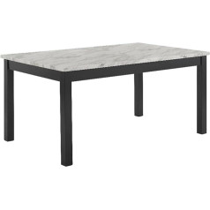 New Classic Furniture Celeste 6 sēdvietu pusdienu galds - karstumizturīgs mākslīgais marmors - melna pamatne ar baltu un pelēku virsmu