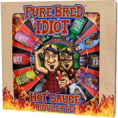 ASS KICKIN' Pure Bred Idiot - Hot Sauce Roulette Game - 12 - 0.75 oz Bottles Hot Sauce Gift Set - Perfect Premium Gourmet Gag Gift for Men - Spicy Challenge Hot Sauce Sampler