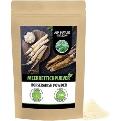 Kristenu pulveris (100 g), mārrutku saknes maltas, 100% tīrs mārrutku pulveris, saudzīgi kaltēts un malts, dabiski bez piedevām, vegāns