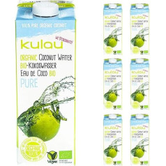 Kulau Organic Coconut Water Pure 1 litrs 100% tīrs kokosriekstu ūdens bez cukura un piedevām, 12 gab. iepakojums