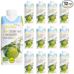 Kulau Organic Coconut Water Pure 330 ml 100% tīrs kokosriekstu ūdens bez cukura un piedevām, 12 gab. iepakojums