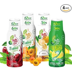 4 x 500 ml Light Cherry Apricot Lemon Cyclist Lemon Green Tea Fitnesa sīrups no Frutta Max ar 50-60% augļu saturu Bez cukura ar stēviju