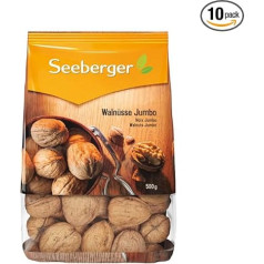 Seeberger valrieksti Jumbo, 10 gab.: īpaši lieli valriekstu kodoli ar bļodiņu - ideāli piemēroti mazam izsalkumam - neapstrādāti - neapstrādāti, vegāni (10 x 500 g)