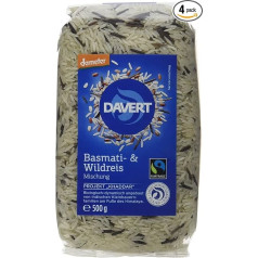 Davert Basmati un savvaļas rīsu maisījums, 4 iepakojumi (4 x 500 g) - bioloģiski audzēti