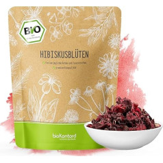 Hibiskus ziedi organiski veseli un kaltēti 1000 g - Premium HIbiscus Tea - hibiskus ziedu tēja 100% dabīga no bioloģiskās audzēšanas bioKontor