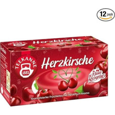 Teekanne Heart Cherry, 12 paciņu iepakojums (12 x 20 divkanālu maisiņi), augļu tēja, bagātīgs sastāvs, Rainforest Alliance