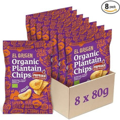 el origen Organic Plantain Chips with Peppers Pack of 8 8 x 80 g