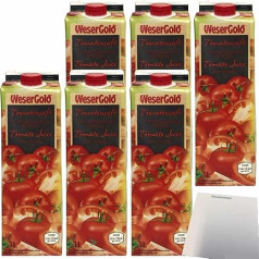 Wesergold tomātu sula no tomātu sulas koncentrāta ar jūras sāli 6 gabaliņu iepakojums (6 x 1 L) + usy Block