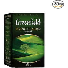 GREENFIELD Flying Dragon Zaļā tēja Zaļās tējas lapas 100% tīra zaļā tēja Pure Green Tea Loose 200 g Kosher Bez glutēna