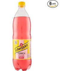 Schweppes Tonica rozā tonēts tonizējošais ūdens ar upeņu garšu PET 1 litrs, atsvaidzinošs, 6 gab. iepakojums