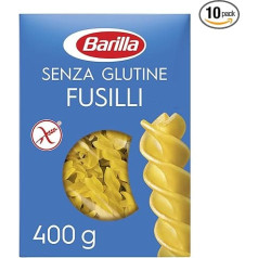 Barilla Pasta Bezglutēna fusilli no gardas kukurūzas un rīsiem - ideāli piemēroti cilvēkiem ar celiakiju vai glutēna nepanesamību, 400 g (10 gab. iepakojumā)