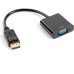 Adapteris displayport (m) -> vga 15 pin (f) melns uz kabeļa