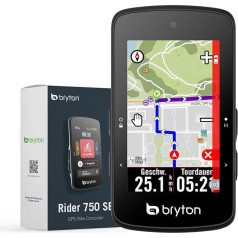 Bryton Rider 750SE 2,8 collu LCD krāsu skārienjūtīgais ekrāns GPS velosipēdu dators Bezsaistes ES karte saderīga ar velosipēdu radaru 40 stundu akumulatora darbības laiks Navigācija ar pagriezienu pēc pagrieziena sekošanas ceļu