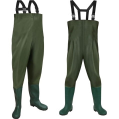 Jiubiaz Waders 70D Nylon Composite PVC Fishing Trousers with Non-Slip Wellington Boots, Pond Trousers, Flood Trousers, Suitable for Construction Sites, Fishing, Farms, Gardens