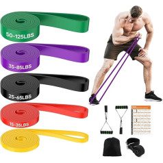 Fokky Fitness Bands Set of 5, Resistance Band Resistance Bands Set in 5 Strengths, Fitness Band with Door Anchor, 2 x Handles, Carry Bag and Training Instructions, Resistance Bands for Crossfit, Yoga,