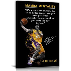 AMART SUN NBA basketbolists Sports Home Decor - Kobe Bryant Mamba Mentality Quote Plakāts Inspirational Canvas Wall Art - Motivational Art for Home, Office, Gym, Wall Decor