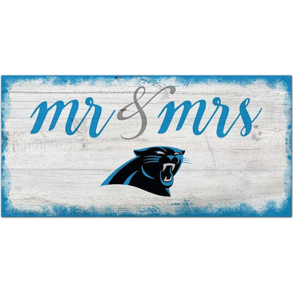 Fan Creations NFL Carolina Panthers Unisex Carolina Panthers Script Mr & Mrs Sign Komandas krāsa, 6 x 12