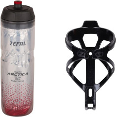 ZEFAL Pack Arctica 75 Silver-Red and Pulse B2 Black - hidratācijas iepakojums ar izotermisku velosipēda pudeli un velosipēda pudeles turētāju - velosipēda ūdens pudele ar turētāju - 146 g