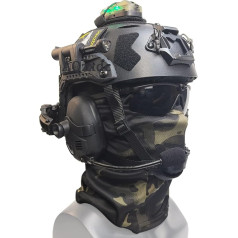 AQzxdc Bluetooth austiņas (trokšņu slāpēšana) ar airsoft ķiveri, aizsargbrilles, NVG modelis un NVG stiprinājums, lukturītis, mirgojoša gaisma peintbolam, šaušanai, medībām