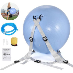 Dyna-Living vingrošanas bumba 55 cm Salto palīgbumba ar gaisa sūkni atbalstam Reverse Salto, vingrošanai, fitnesam, pilatesam, jogai, noņemama drošības siksna, 200 kg slodzes ietilpība