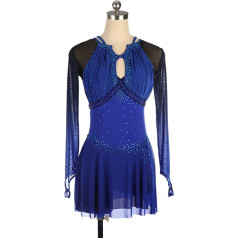 YDHTIZ Meitenes Ziemas Pilns Diamond daiļslidošanas kostīms Blue garām piedurknēm Rhinestone vingrošana Sparkly Jersey Activewear Konkurence Training Athletic Female