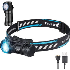 TrustFire MC12 Mini LED galvas lukturītis, 1000 lūmenu, spilgts, ar 16340 akumulatoru un uzlādējamu magnētisko USB, melns