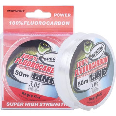 ANGRYFISH 100 % fluorokarboninė žūklės virvė, nematoma po vandeniu, greitai grimztanti, itin mažo tempimo, 2-30 lb