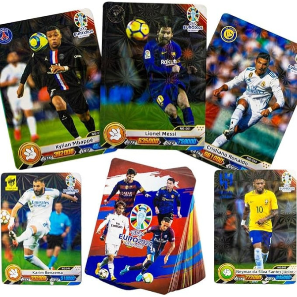 2024 Euro Soccer Cards - 32 no lieliskākajām futbolistu kartēm. Lieliska dāvana jebkuram kolekcionāram un futbola fanam. 4 futbola karšu iepakojumā Katrā iepakojumā ir dažādas kartes, lai padarītu neaizmirstamas