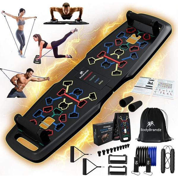 BodyBrandz Fitness Push Up Board, pārnēsājama treniņu ierīce, Multi Workout Push Up Board, pilna ķermeņa treniņš mājās