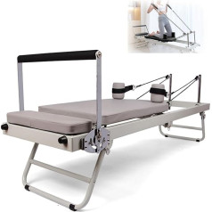 Daudzfunkcionāls Pilates Reformer, Pilates mašīna ar regulējamu intensitāti, salokāms Pilates Core Bed, profesionāls jogas vingrošanas un fitnesa aprīkojums sporta zāles iesācējiem (bēšs)