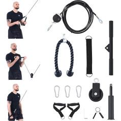 ZELUS kabeļu trenažieris 13-Piece Cable Pull System Pulley Fitness Lat Pull priekšdelmu trenažieris ar trenažieri, Triceps virve vilkšanai, bicepa cirtējs, Triceps Extensions (13 gab.)