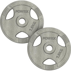 POWRX Olympia svaru plāksnes 2,5 - 40 kg, 2 komplekti, ideāli piemēroti hanteļām un svariem ar diametru 50 mm