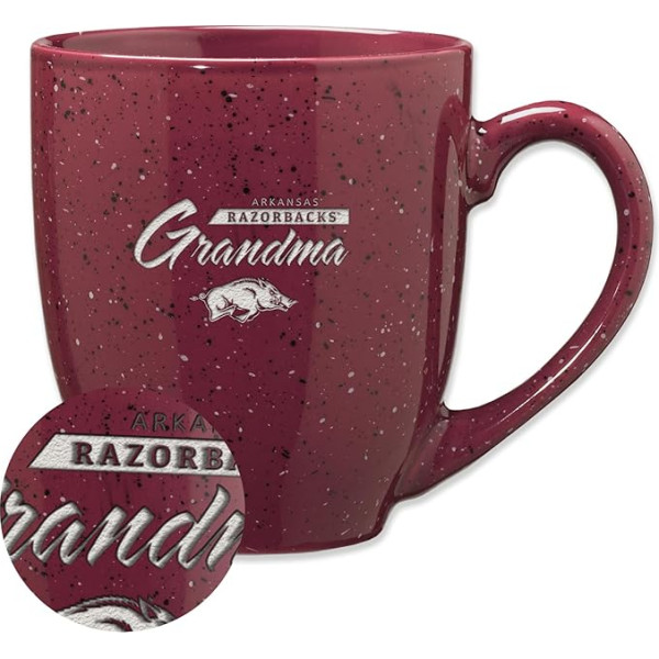 Rico Industries NCAA Arkansas Razorbacks Grandma kafijas krūze, 473 ml, komandas krāsa, lāzera gravējums, keramikas kafijas krūze ar plankumiem