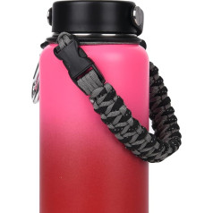 Wongeto Paracord rokturis - izdzīvošanas aukla ar drošības gredzenu un karabīni, saderīga ar Hydro Flask ūdens pudelēm ar platu kaktiņu, 12oz - 6oz sporta ūdens pudeles, pārnēsāšanas siksna (pelēka auduma)