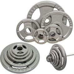 Max Strength Tri-Grip čuguna svaru plākšņu komplekts, 5 cm olimpisko svaru plākšņu komplekts, 7,5 kg, 10 kg, 15 kg, brīvā celšana, stieņi, hanteles - ideāli piemērots mājas trenažieru zālei un treniņiem