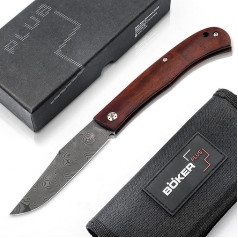 Böker Plus® Slack Damask Classic Spanish Pocket Knife 110 Layers Damascus Navaja nazis EDC saliekamais nazis ar koka rokturi dāvanu kastē