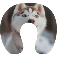 YKUDBN Ceļojumu spilvens, Husky Piquant Dog Print U-veida ceļojumu spilvens Kakla spilvens Ceļojumu kakla spilvens Ceļojumu kakla spilvens Pārnēsājams spilvens Universāls ceļojumu spilvens