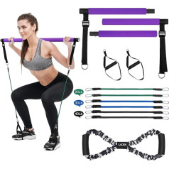 Pilates Bar Set with Resistance Band, Portable Resistance Band and Toning Bar, Yoga, Pilates, Training Stick, 8 Shapes, Body Shaping Bar (44/30 lbs)