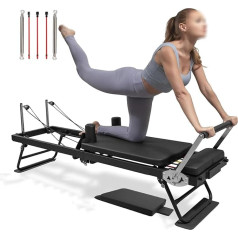 Llchaensc Pilates mašīna, salokāms Pilates Reformer, Pilates aprīkojums, apmācībai mājās un sporta zālē, kompakta jogas gulta mājās