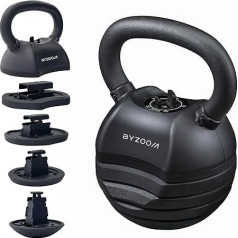 BYZOOM FITNESS Regulējams Kettlebell 30lb svara treniņš Fitnesa treniņš Pilna ķermeņa treniņa treniņš 5 in 1 mājas sporta zālei Iesācējām sievietēm Melns