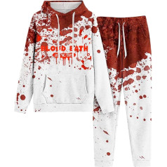 Eauptffy Sieviešu treniņtērps, Hoodie un garas bikses, Hoodie komplekts Blood Splatter šausmu šausmu Tracksuit komplekts 2-diegu Hooded Tracksuit Leisure Baggy House Suit Modesable Winter Sports Set Running