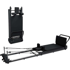 PRMTYUP Pilates Reformer, salokāms Pilates Reformer mašīnu aprīkojums, ar 5 metāla pretestības atsperēm, mājas trenažieru zāle, Pilates treniņu aprīkojums spēka treniņiem