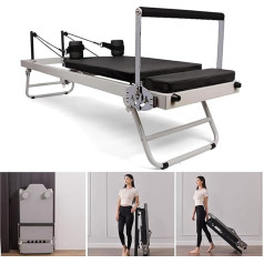 Llchaensc daudzfunkcionāls Pilates Reformer, salokāms Pilates Reformer ierīce, Pilates gulta ar regulējamu intensitāti, līdz 260 mārciņu kravnesība, piemērots mājās un sporta zālē