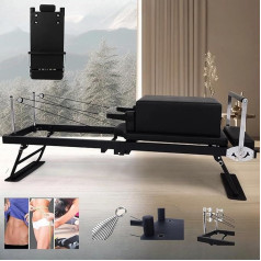 FUIPOT Pilates Reformer mašīna, salokāms Pilates aprīkojums mājas apmācībai, Pilates Reformer mašīnu komplekts līdzsvara vingrinājumiem, izturības uzlabošanai un modelēšanai