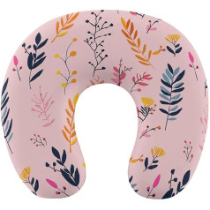 LHJKB U formas ceļojumu spilvens Memory Cotton U formas kakla spilvens Peach Pattern Printed Lightweight Portable Headrest Ideal for Airplane Chair, Car, Home, Office